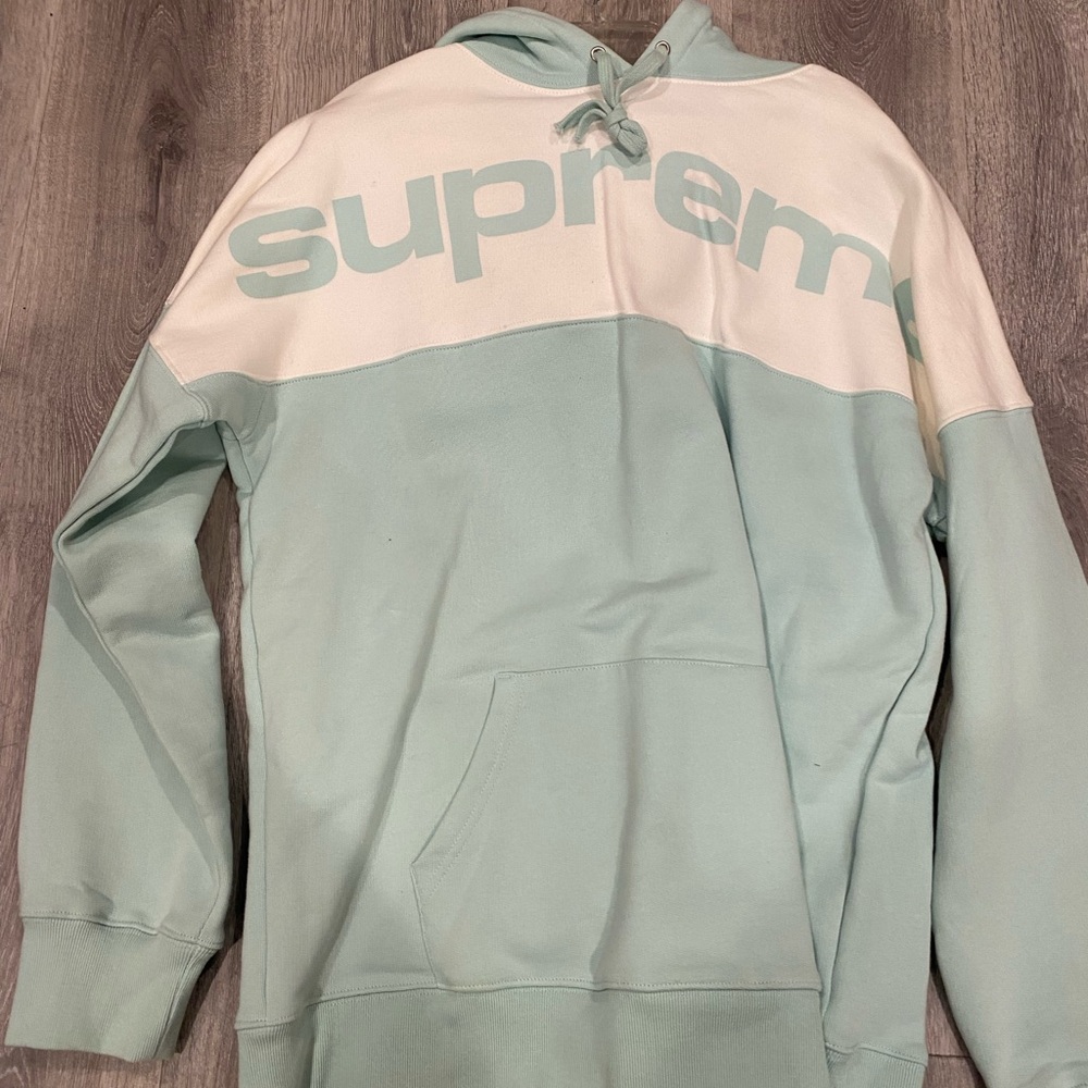Supreme Light Green and White Hoodie